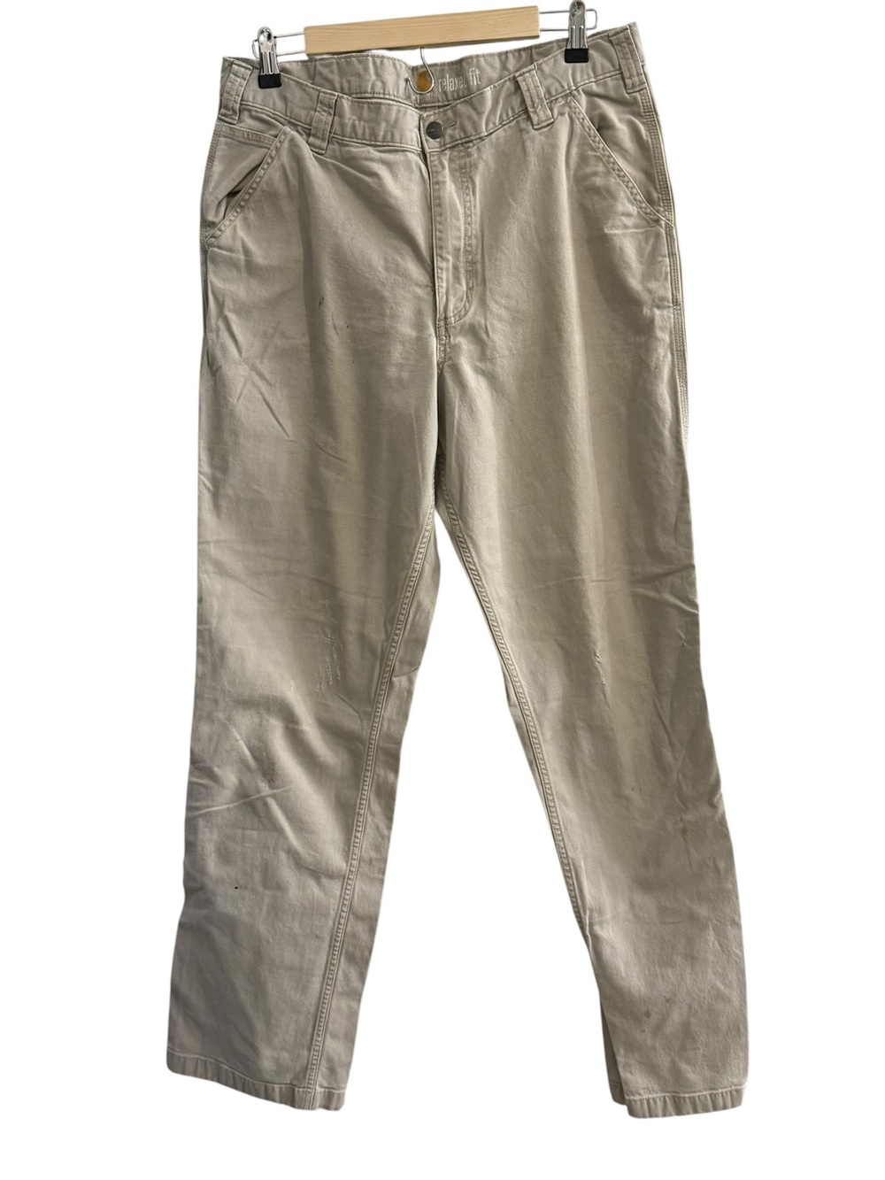 Carhartt Men's Relaxed Fit Beige Canvas Workwear Pants Size 36x36